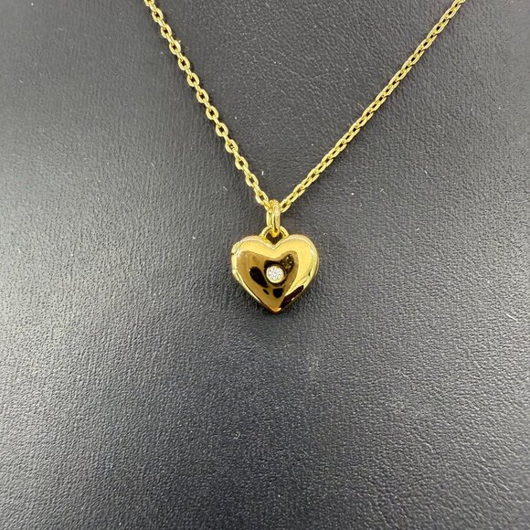 Local Eclectic Clear Rhinestone Heart Locket Pendant Chain Necklace Gold Tone - Picture 2 of 8